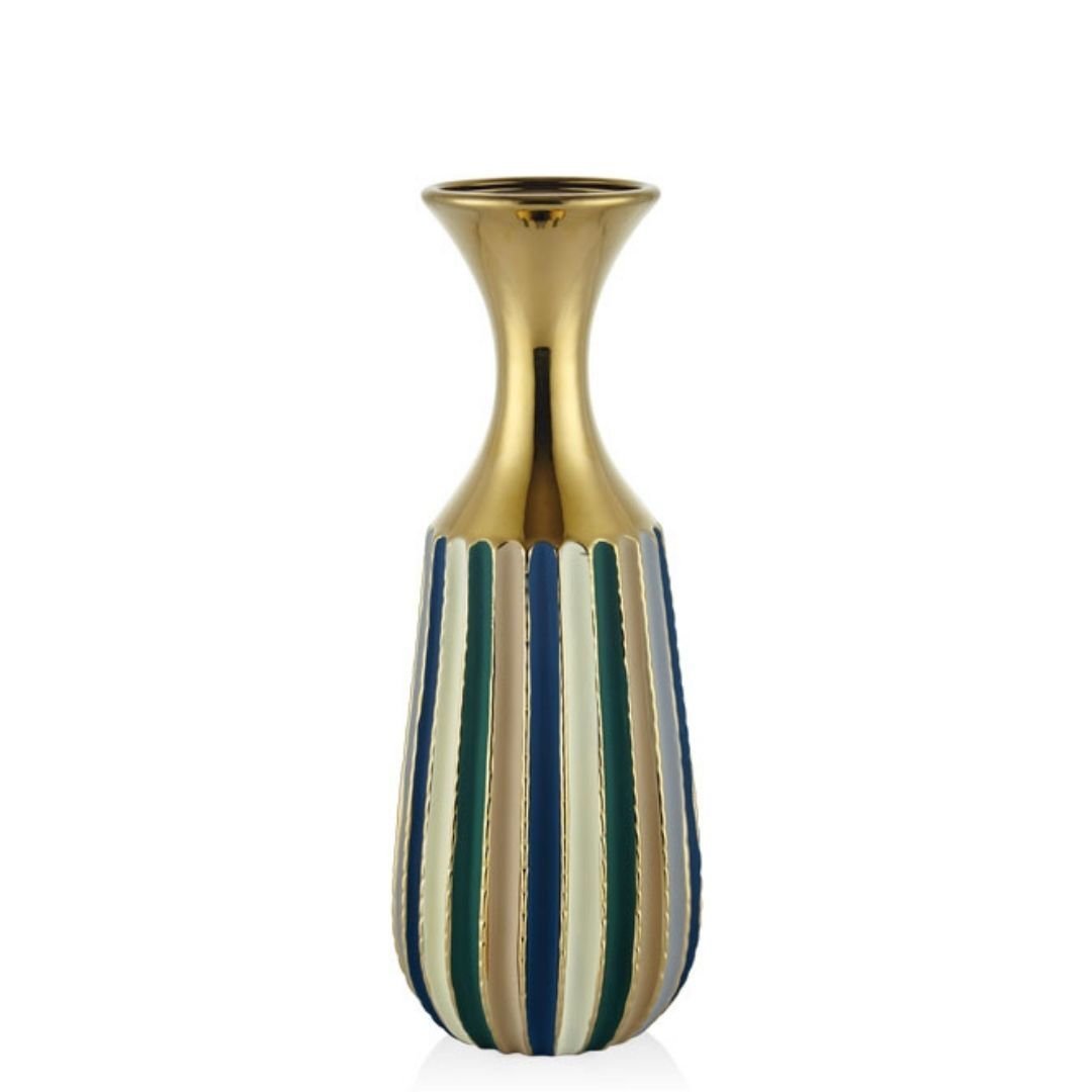 Lamedore Altın Seri Yeşil Gri Mavi Büyük Vazo
