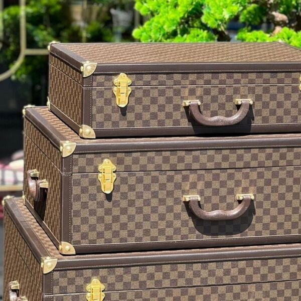 Damalı Kahve 3 Boy Bavul