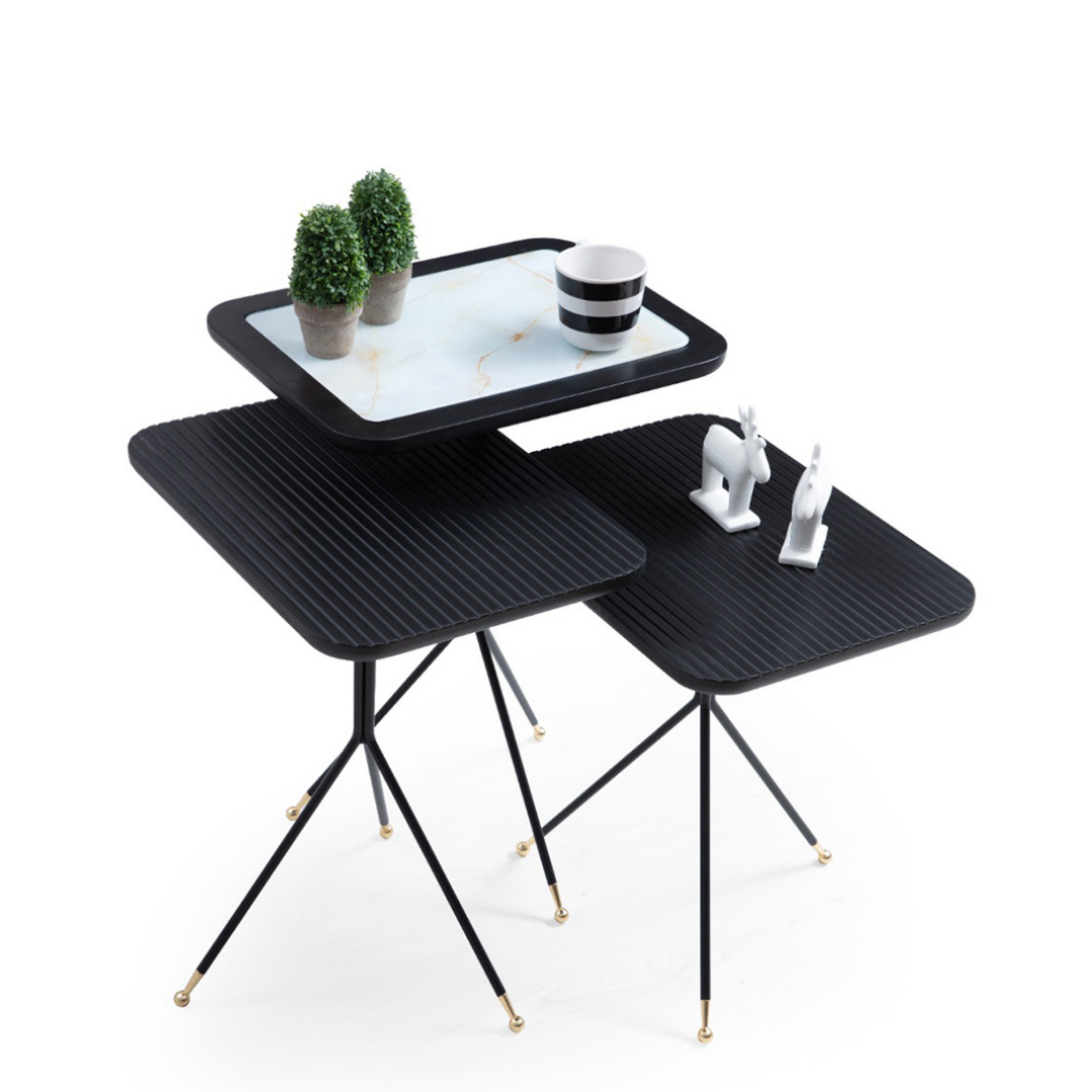 Diamond Siyah Krom Zigon Sehpa