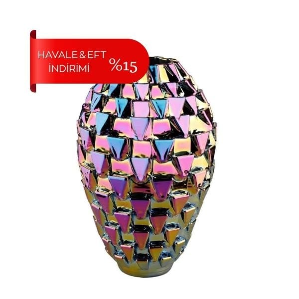 Luckyart Renkli Yuvarlak Vazo 30 Cm