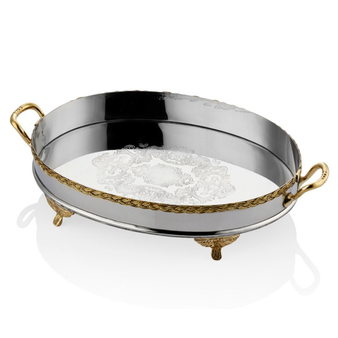 La'medore Black Pearl Halatlı Desenli Küçük Boy Tepsi 44 Cm