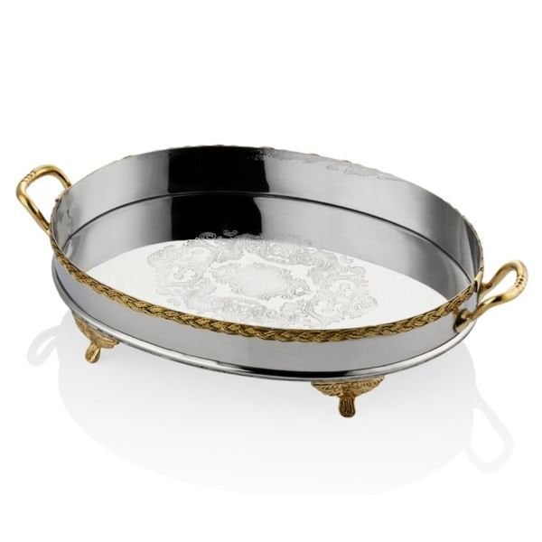 La'medore Black Pearl Halatlı Desenli Küçük Boy Tepsi 44 Cm