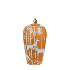 Turuncu Atlı Vazo 21x21x38 cm