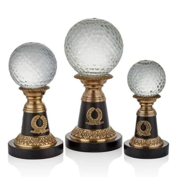 Çelenk Stant Antik Pirinç 3 lu Küre Seti 26,5 CM