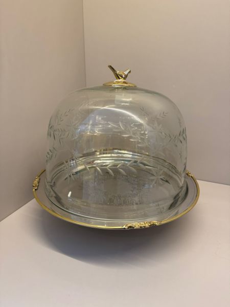 Blackpearl Kuşlu Büyük Boy Cam Kapaklı Kek Fanus