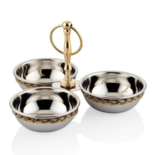 Blackpearl Halat Desenli Üçlü Dekoratif Kase 12x12x12 cm