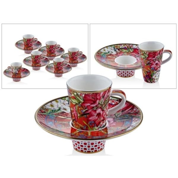 Lilyum Desenli 6li Kahve Fincan Seti