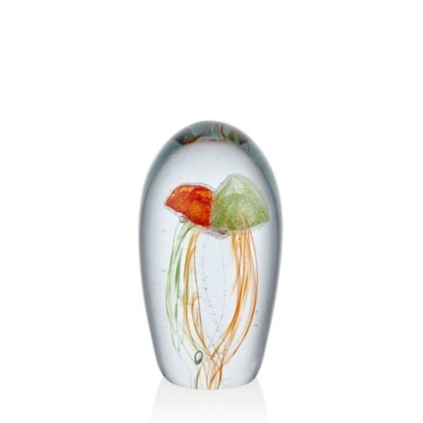 Double Jellyfish Orange Green Glass Decor