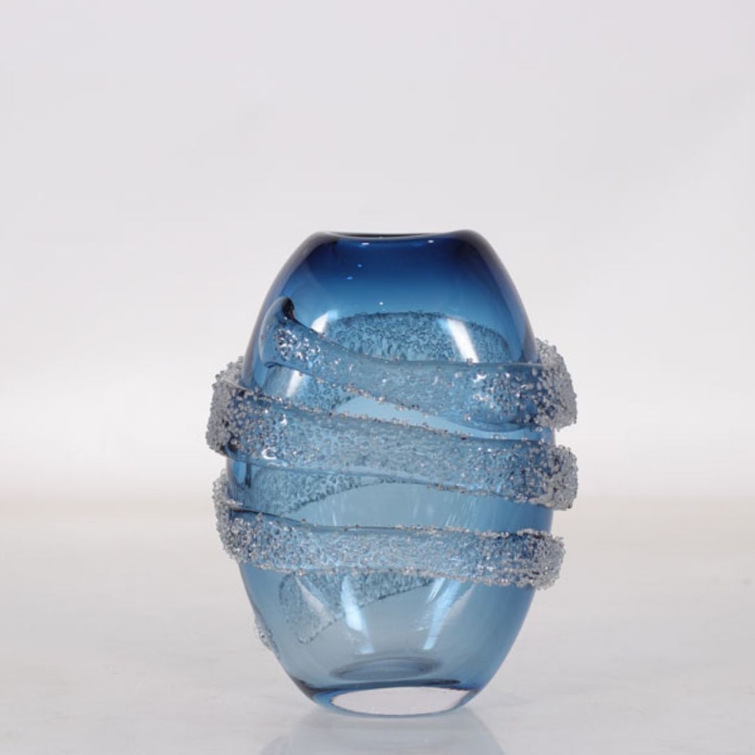 Blue Orbit Small Glass Vase