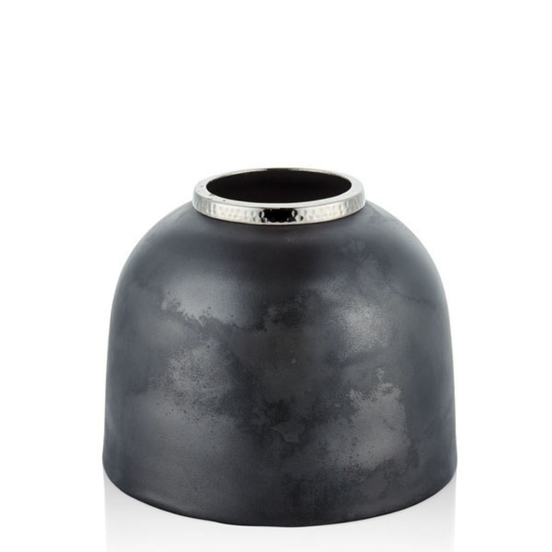 Gri Nikel Mermer Desen Küçük Vazo 22X19,5 CM