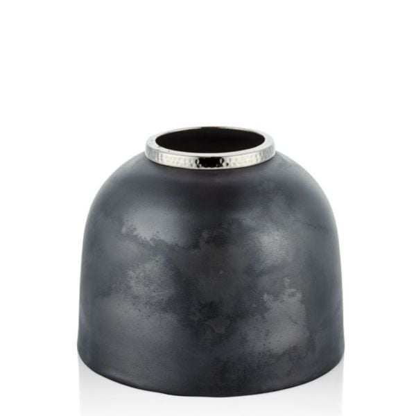 Gri Nikel Mermer Desen  Küçük Vazo  22X19,5 CM