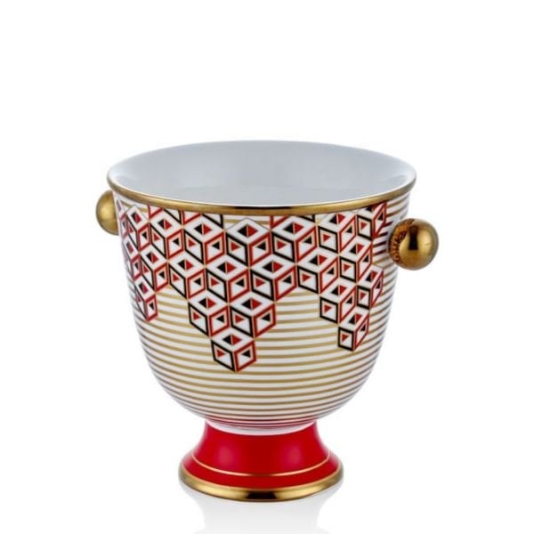 Kübik Tasarım Kulplu Yuvarlak Vazo 23X19X20 CM