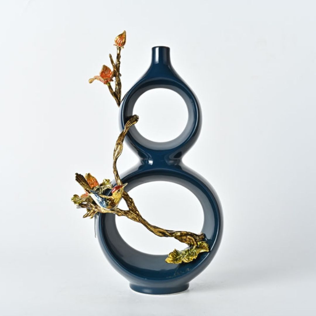 Calabash Holes Blue Büyük Boy Prinç Dallı Dekor