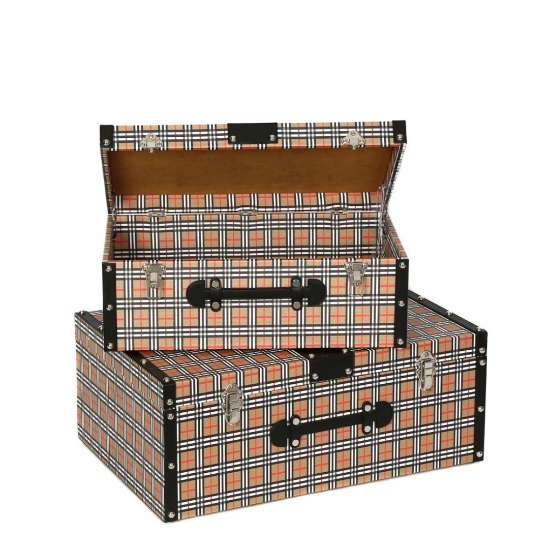 Ahşap Sandıklı İkili Sandık Bavul Burbery