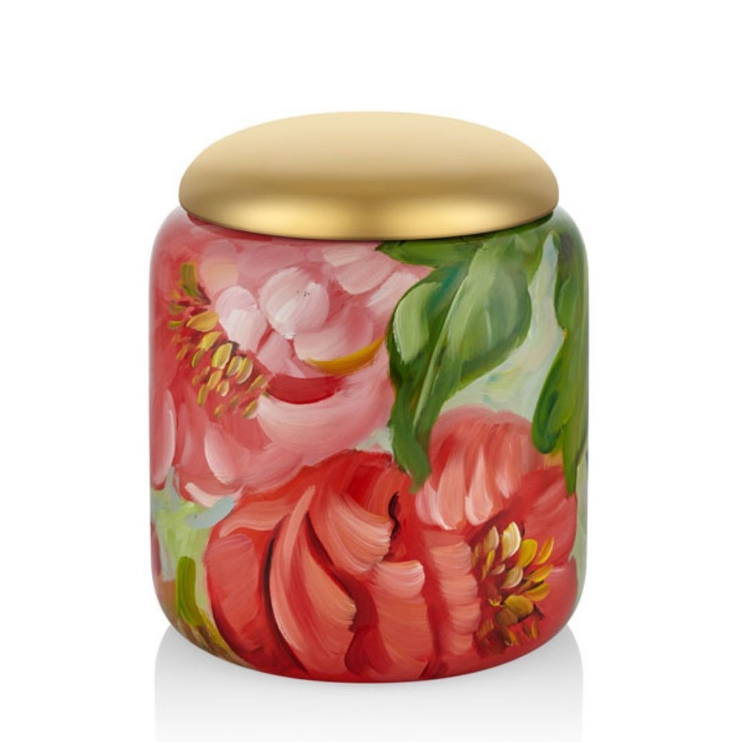 Lamedore Şakayık Desenli Kapaklı Büyük Boy Vazo