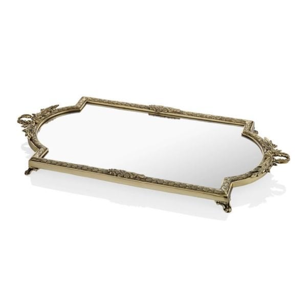 Lamedore Aynalı Antik Gold Çelenk Jardinyer 76x38x5 cm