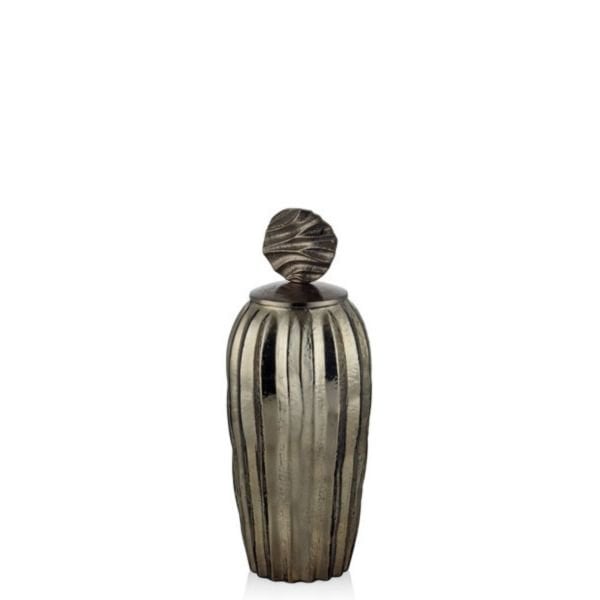 Lamedore Aged Brass Küçük Cam Kapaklı Küp 13x13x36 cm