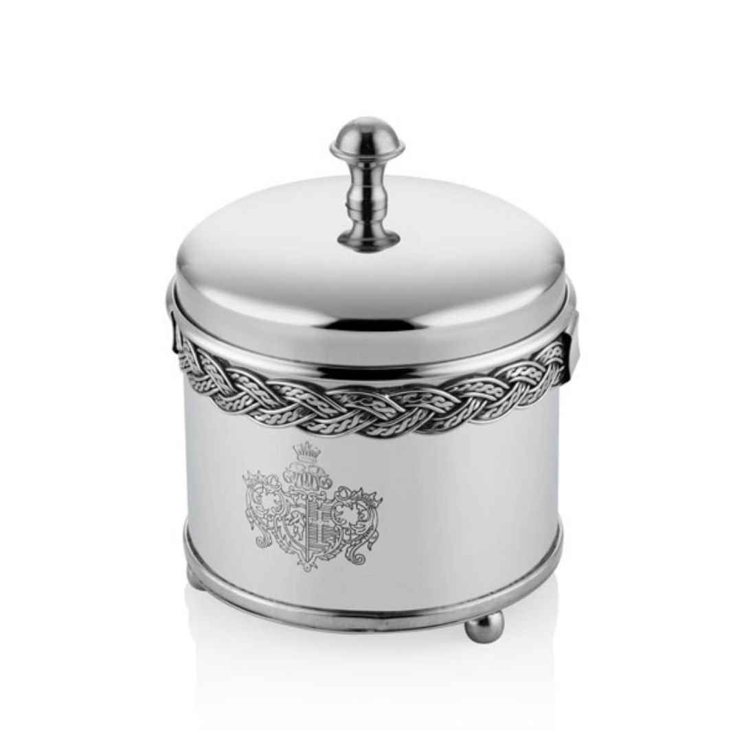 Blackpearl Gümüş Halat Desenli Yuvarlak Kavanoz 12x12x6 cm