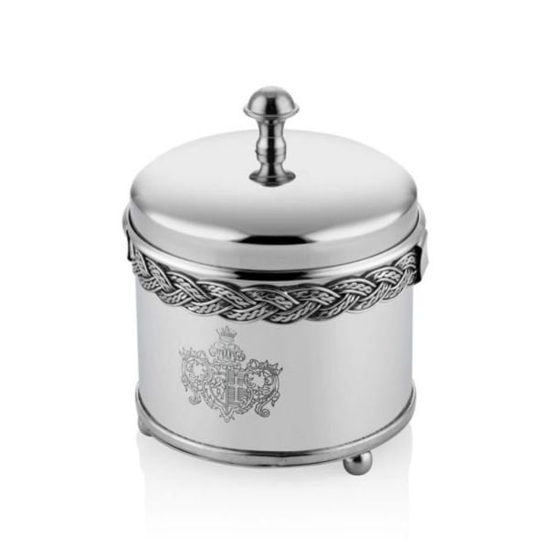 Blackpearl  Gümüş Halat Desenli Yuvarlak  Kavanoz 12x12x6 cm