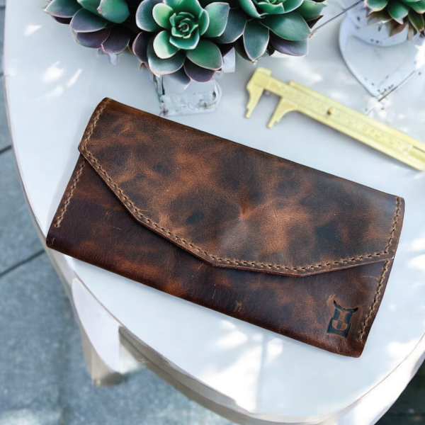 Kavé | Çıtçıtlı Akordiyon Cüzdan - Taba