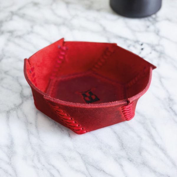 Hexo | Geometrik Deri Organizer - Kırmızı