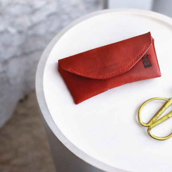 Specto | Çıtçıtlı Deri Gözlük Kabı - Kırmızı