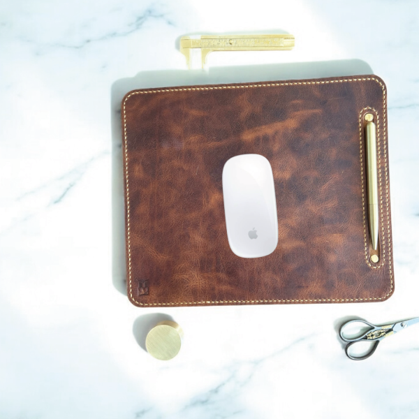 Deskpad | Hakiki Deri Zarif MousePad - Taba