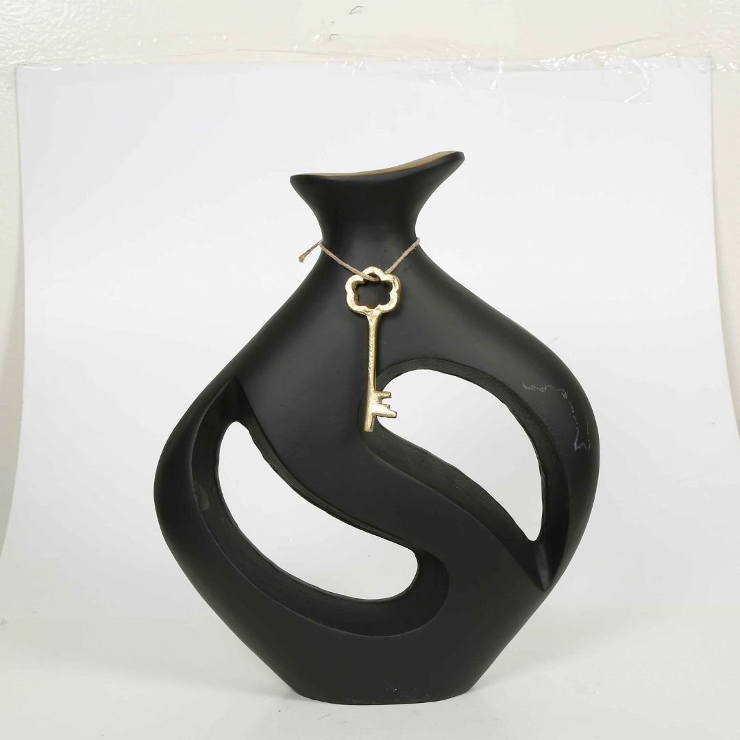 Vitale Metal Anahtar Siyah Damla Vazo 38 cm
