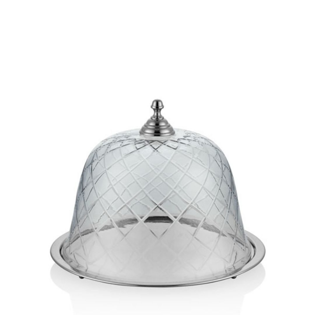 La'madore Kek Standı Cam Kapaklı Küçük Yuvarlak Sunumluk 23 cm