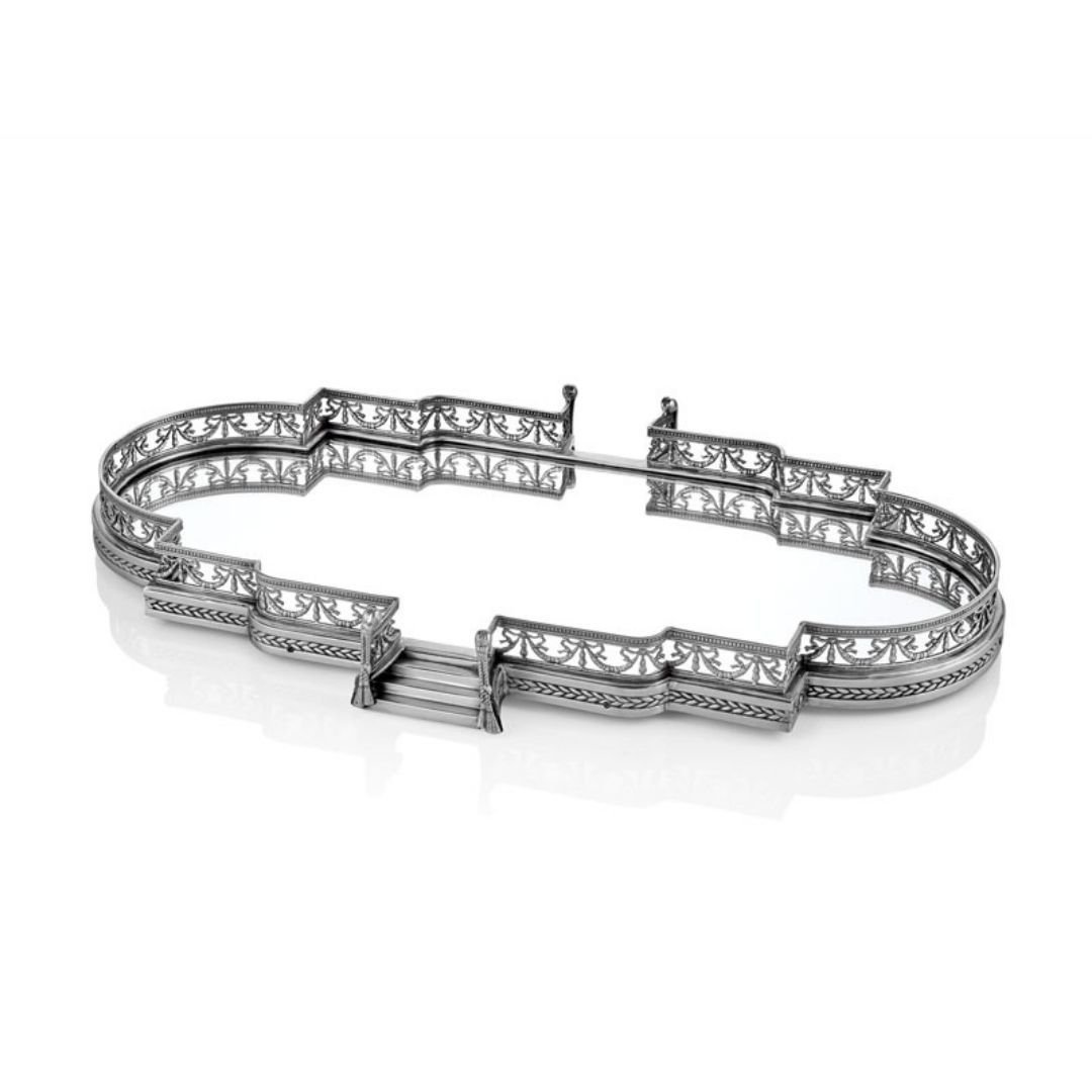 Lamedore Merdivenli Gümüş Ayna Taban Jardinyer 70 cm