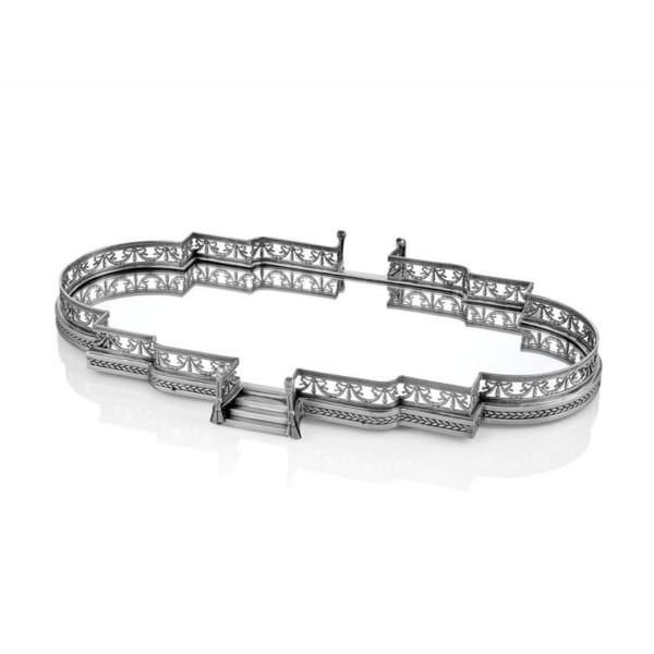 Lamedore Merdivenli Gümüş Ayna Taban Jardinyer 70 cm