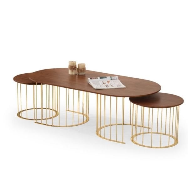 Hermes Orta Sehpa (Ceviz-Gold)