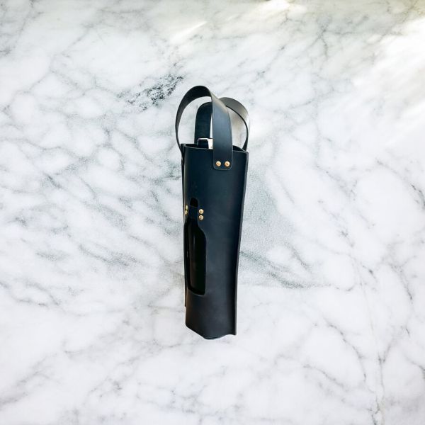 Vinoro - Deri Şarap Çantası - Siyah