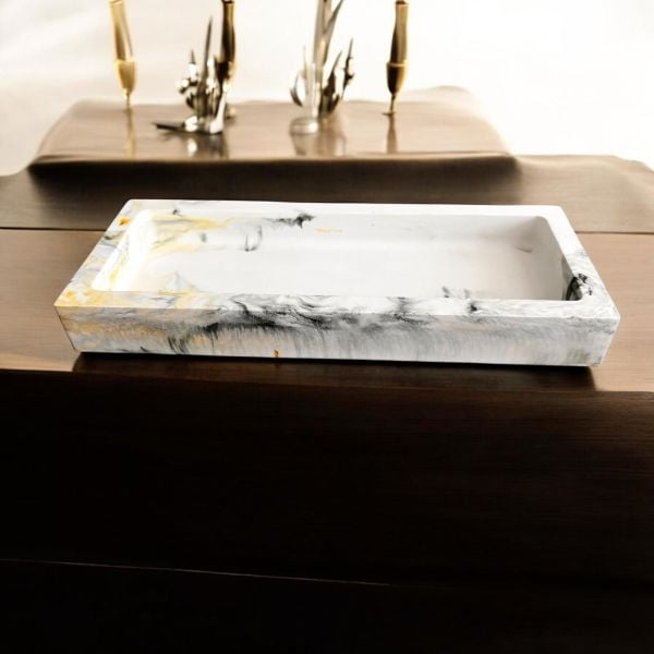 Tepsı Dekoratıf Marvella Denfix | Gri Gold