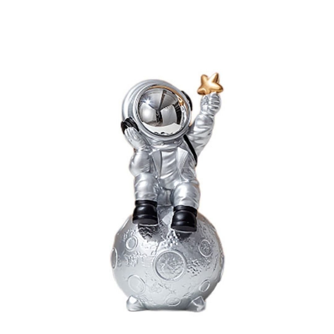 Yıldız Tutan Gümüs Astranot Dekoratif Obje