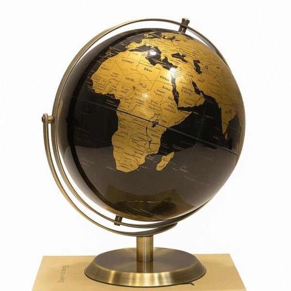 Dekoratif Dünya Küre Siyah Gold