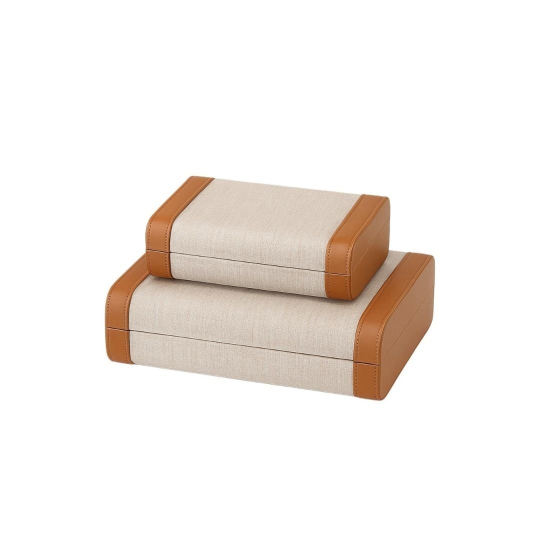 Dekoratif Oval Keten Derili  2 li Kutu