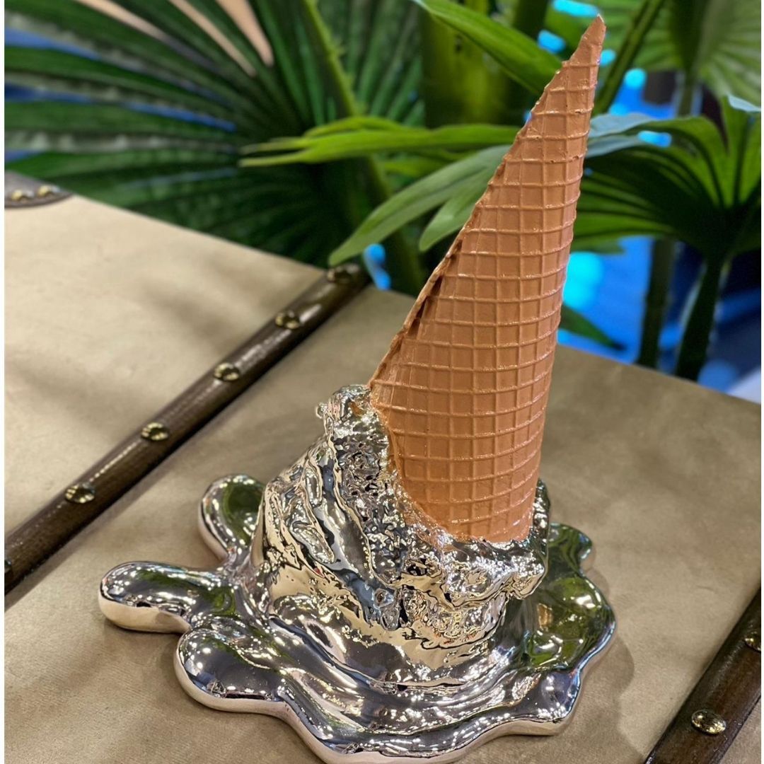 Polyester Akıtma Dondurma Dekoratif Obje Gümüş