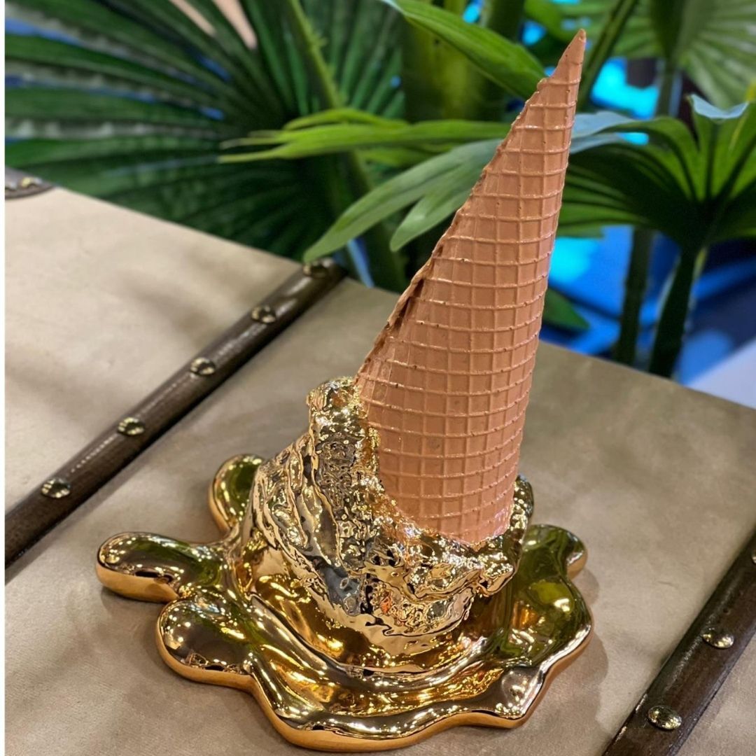 Polyester Akıtma Dondurma Dekoratif Obje Gold