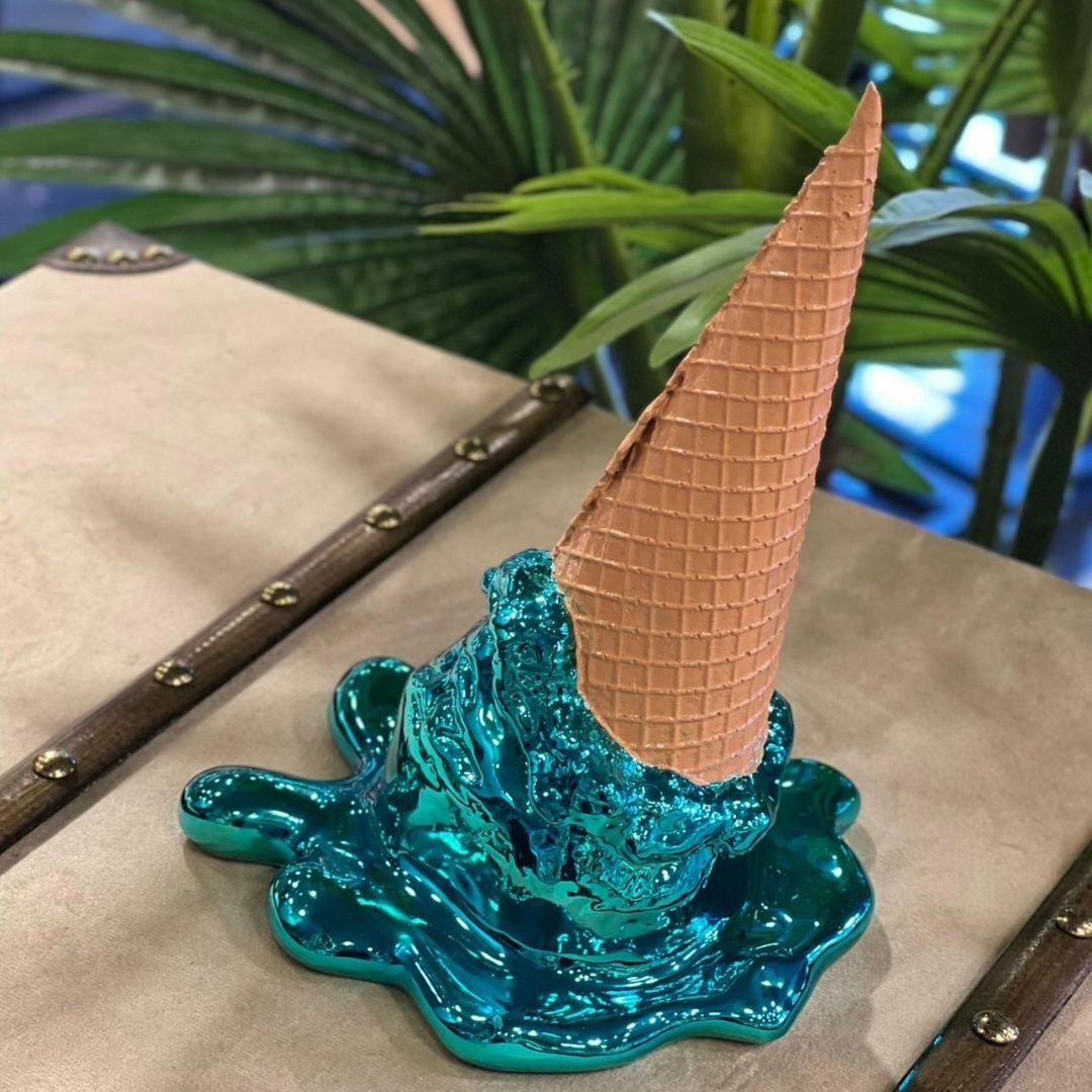 Polyester Akıtma Dondurma Dekoratif Obje Mavi