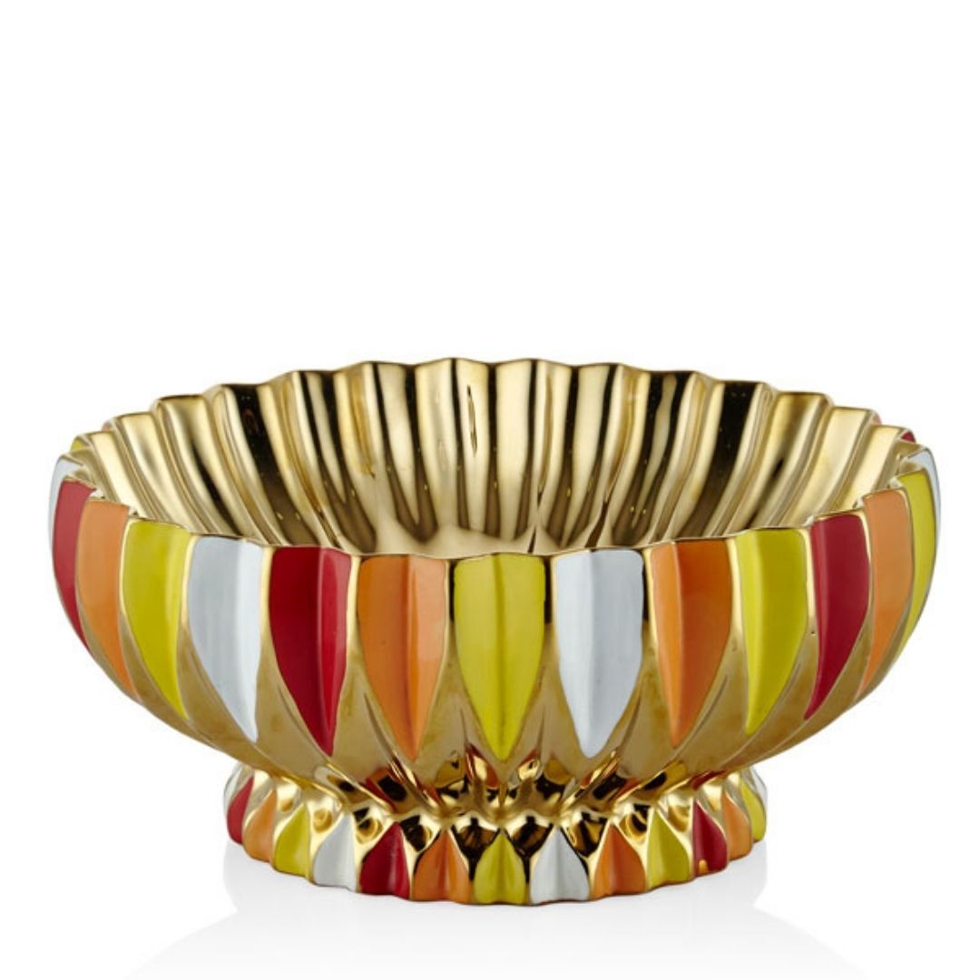 Altın Seri Sarı Kırmızı Yuvarlak  Dekoratif Kase