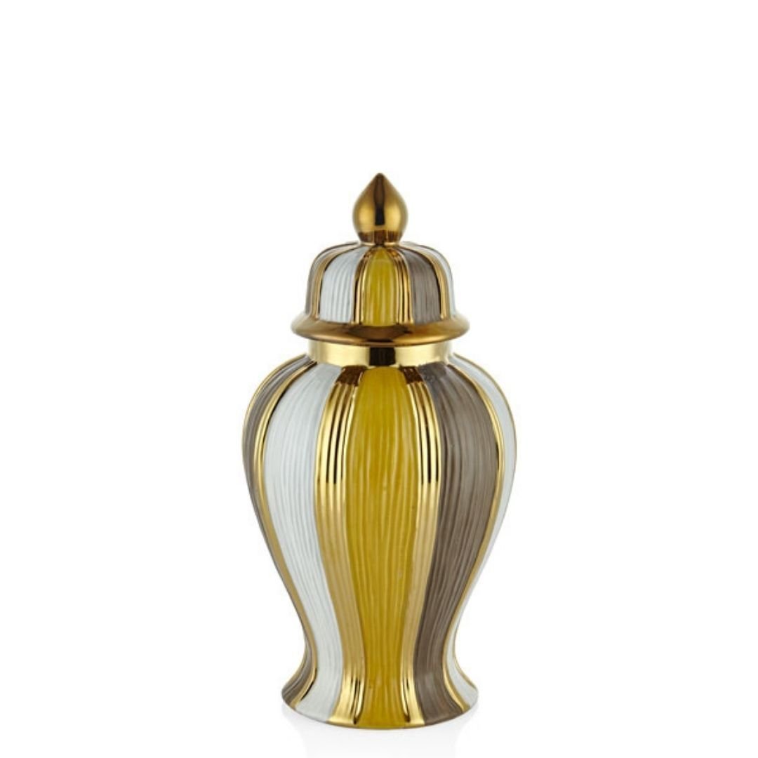 Lamedore Altın Seri Gri Hardal Beyaz  Kapaklı Büyük Küp