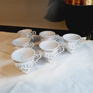 Dantel Desen Gümüş Kahve Fincanı