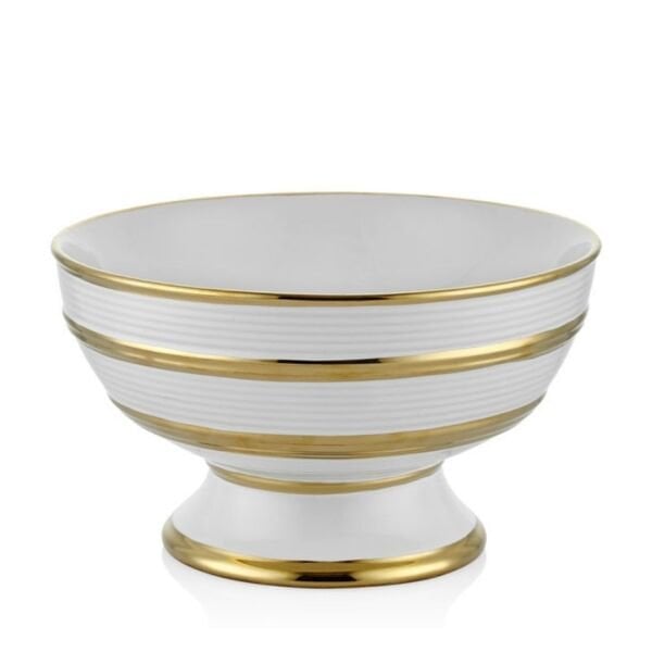 Altın Beyaz Seri  Yuvarlak  Dekoratif Kase