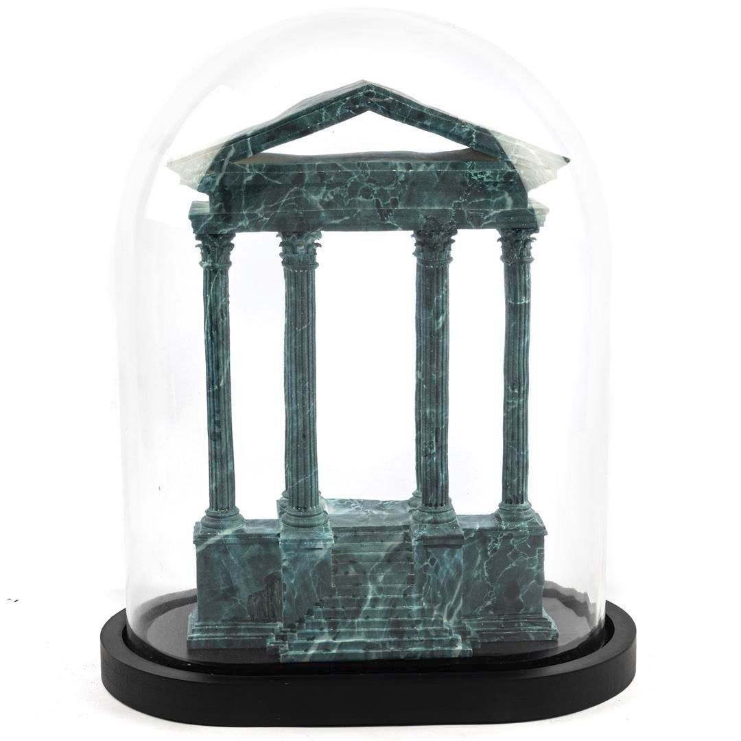 Mikasamoor Yeşil Antik Kent Cam Fanus Dekor Obje