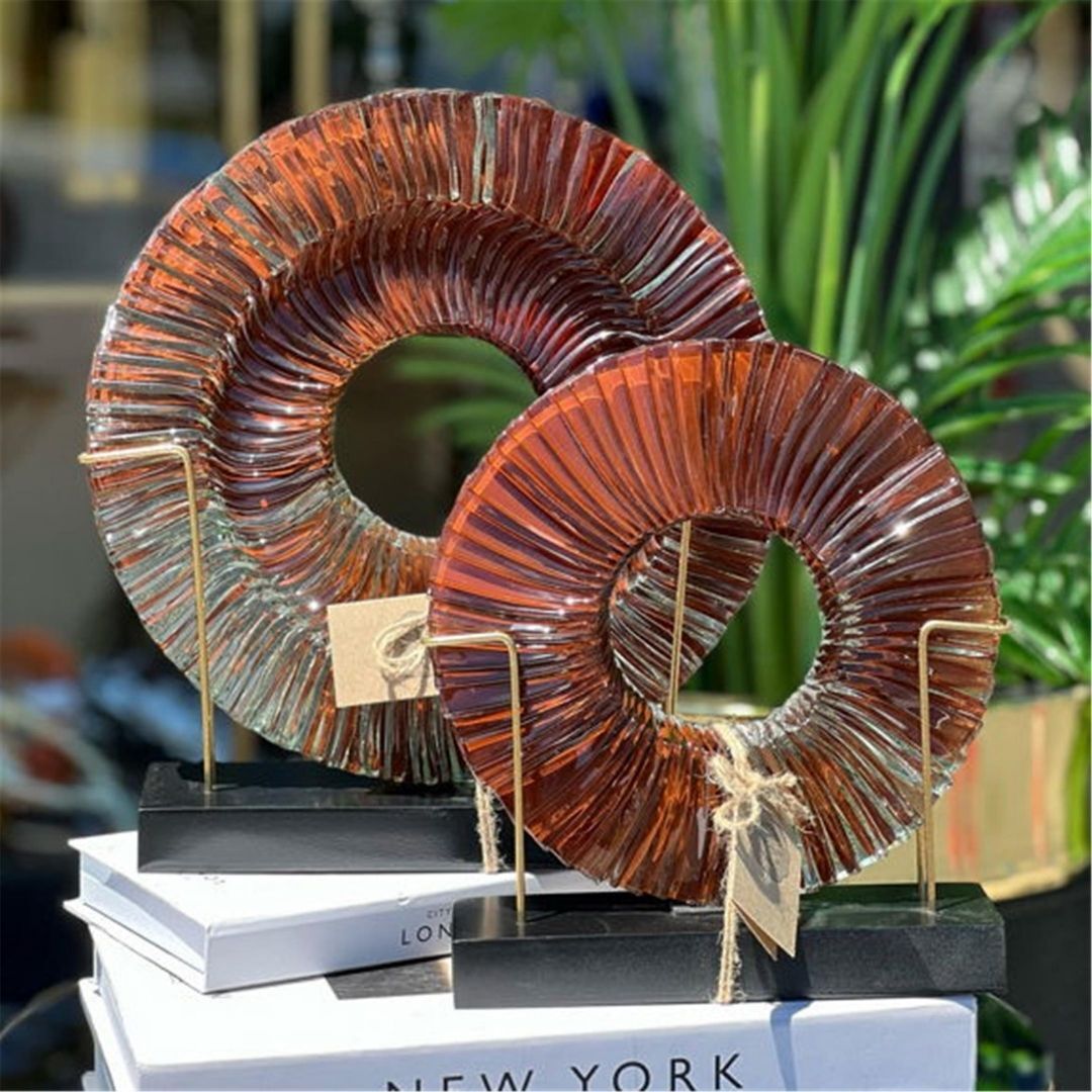 Cam  Dekor Obje 2 li Ahsap Kaideli Kahve