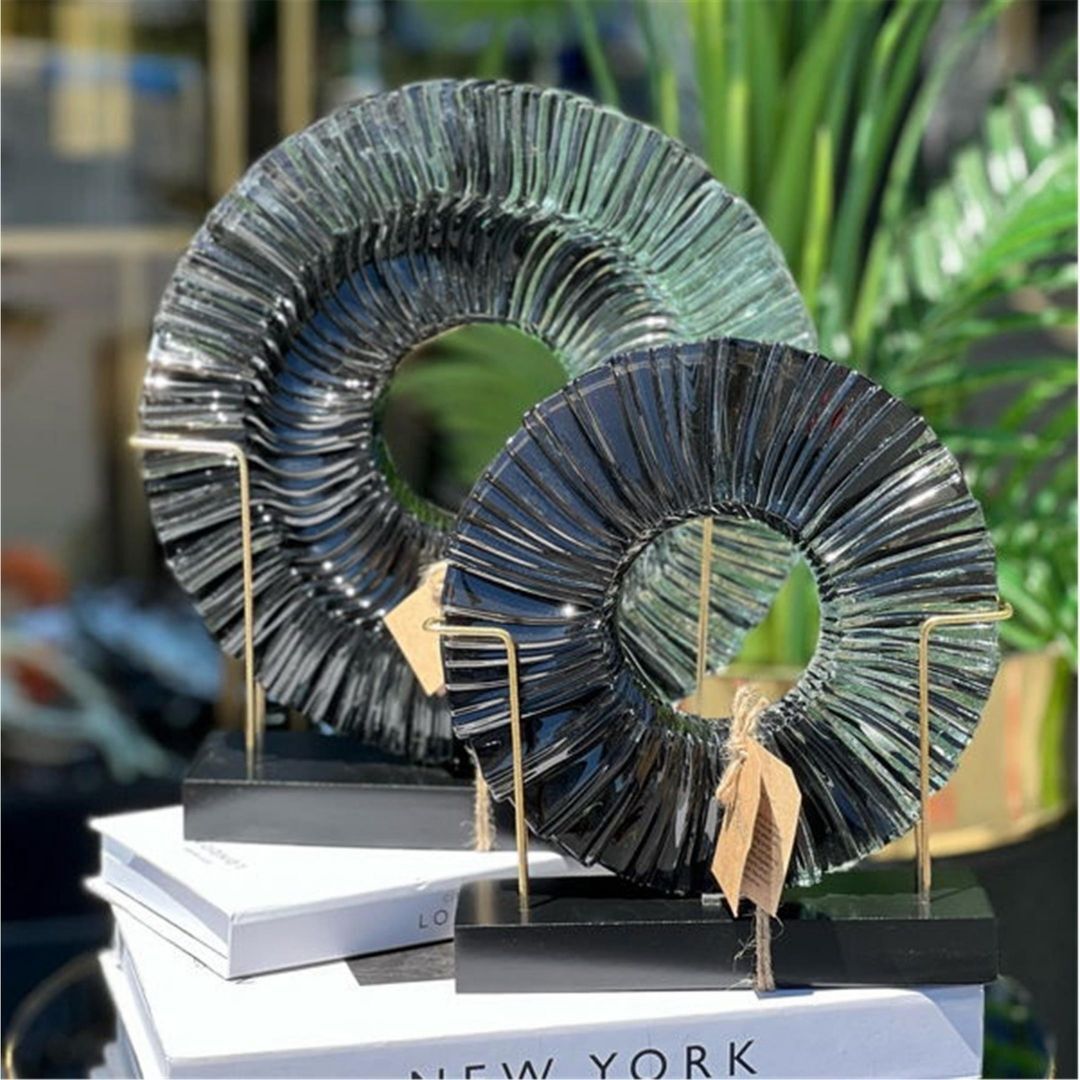 Cam  Dekor Obje 2 li Ahsap Kaideli Siyah