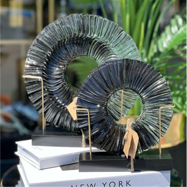 Cam  Dekor Obje 2 li Ahsap Kaideli Siyah