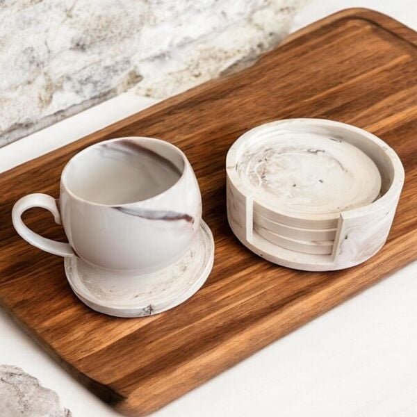 Denfix Bardak Altlığı | Gri Mermer Desenli