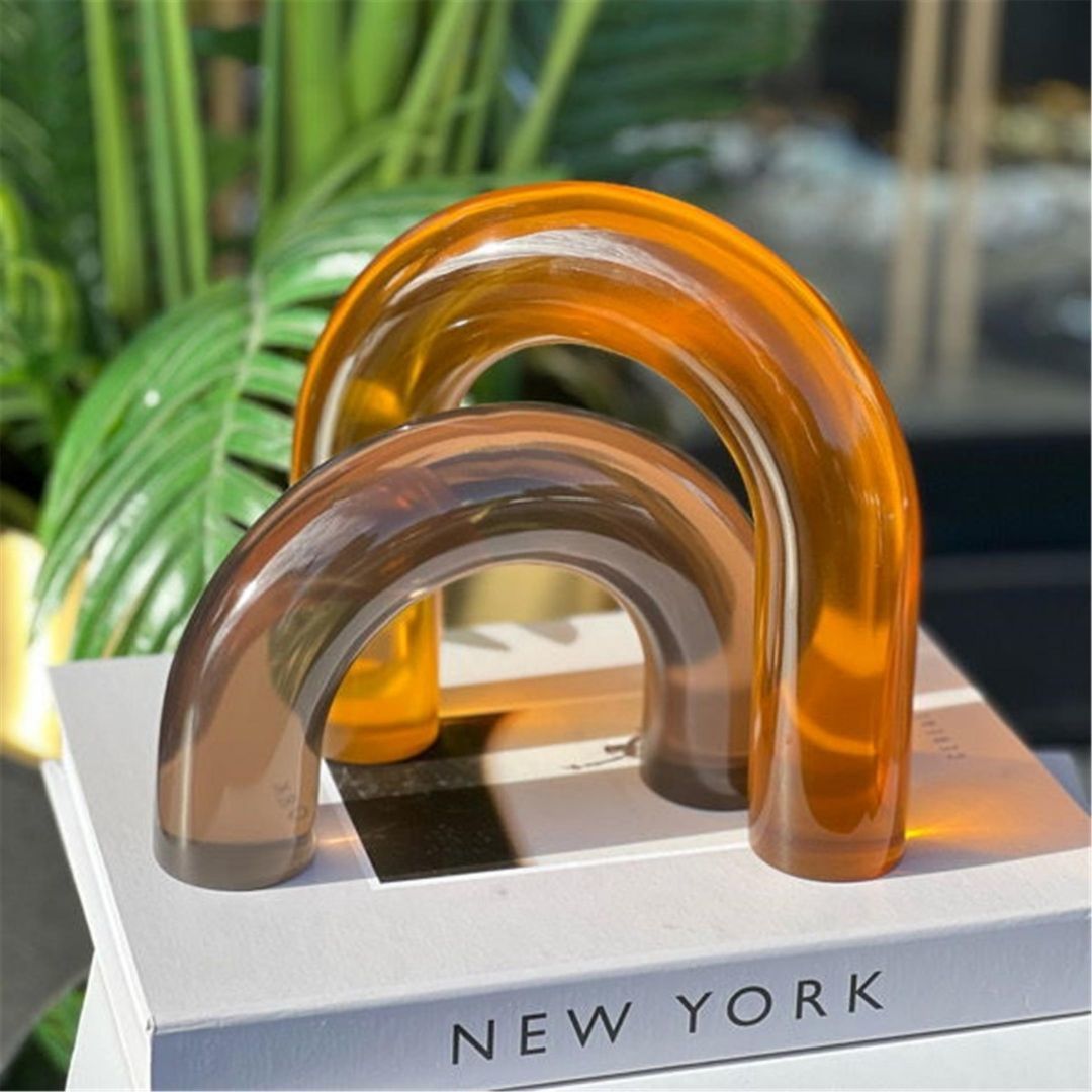 Reçine 2 Lİ Halka Tasarım Obje Turuncu